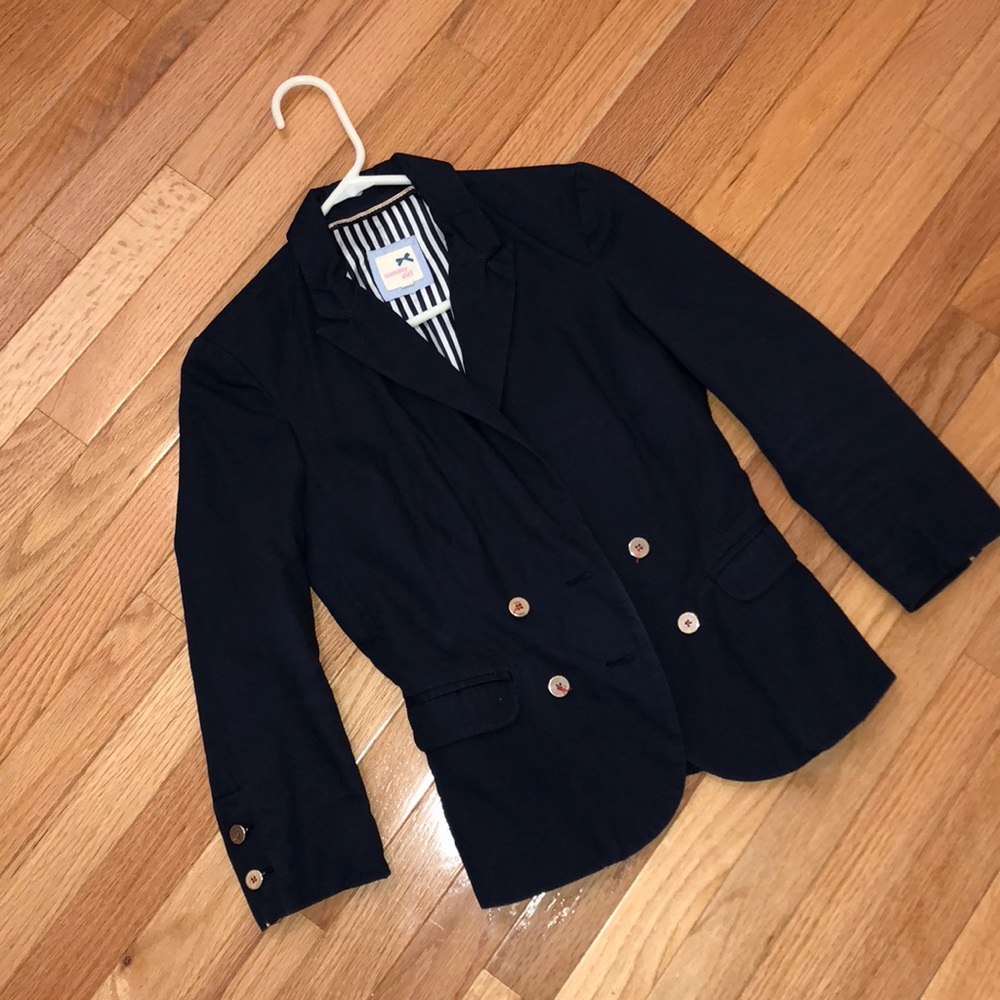 Tommy Hilfiger Navy Blue Blazer with Pleated Back